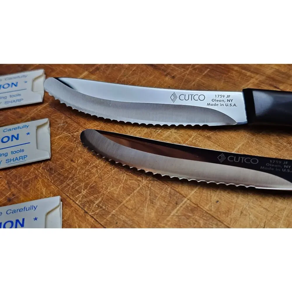 Set of 4 Cutco 1759 Table Knives Double-D Edge Classic Dark Swirl TH Marked USA